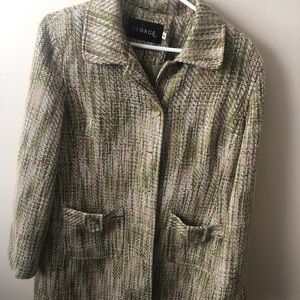 Bright Green/Pink Tweed Long Trench Coat 💚💗